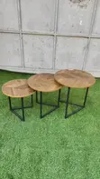 Meza za Kukunja za Mbao za Walnut za Kisasa za 3-in-1 Zenye Miguu Nyeusi - 1
