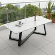 Pure Marble Top Coffee Table With White Surface and Black Metal Frame - 2