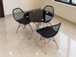 Black Round Dining Table with 3 Chairs - 2