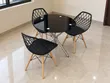 Black Round Dining Table with 3 Chairs - 3