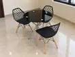 Black Round Dining Table with 3 Chairs - 4