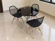 Black Round Dining Table with 3 Chairs - 5