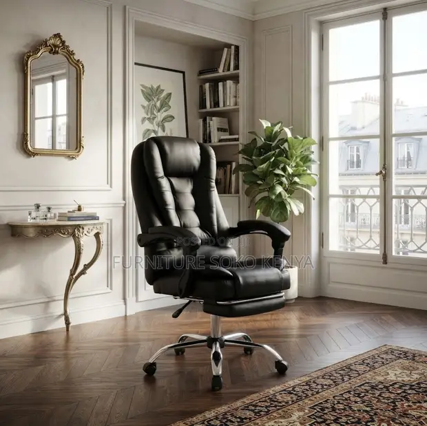 Boss Leather Office Chair with Footrest - 1