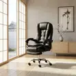 Kiti cha Ofisi cha Boss cha Ngozi chenye Msaada wa Miguu - 3