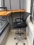 Black Adjustable Bar Stool with Wheels - 3