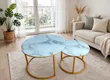 Round Marble Effect Coffee Tables with Gold Metal Base (2 Pcs) - 2