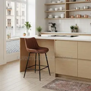 Upholstered Leather Bar Stool - Red