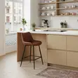 Upholstered Leather Bar Stool - Red - 1