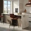 Upholstered Leather Bar Stool - Red - 5