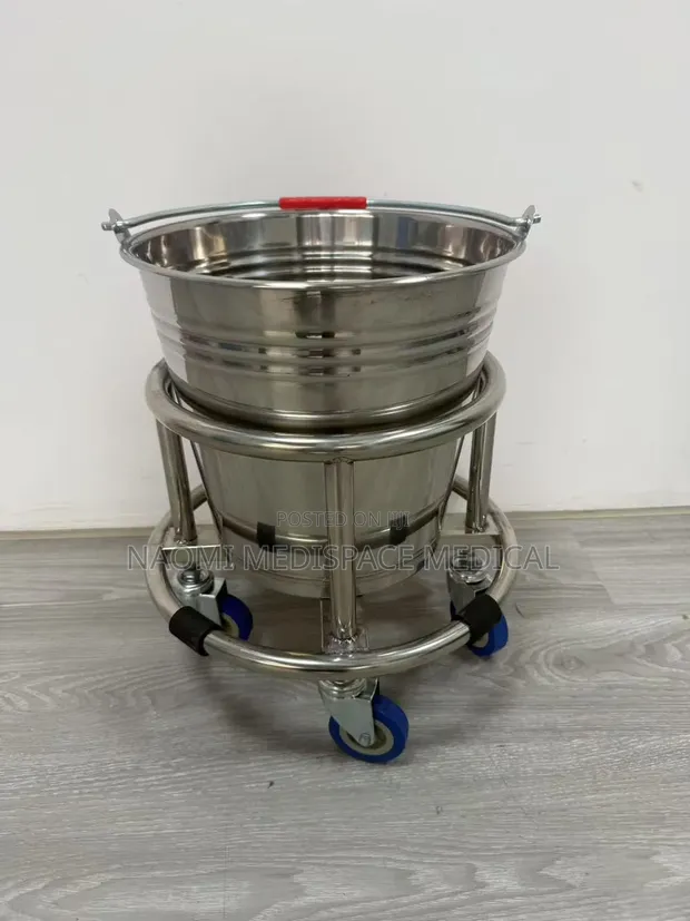 Durable Stainless Steel Kick Bucket with Wheels - 1