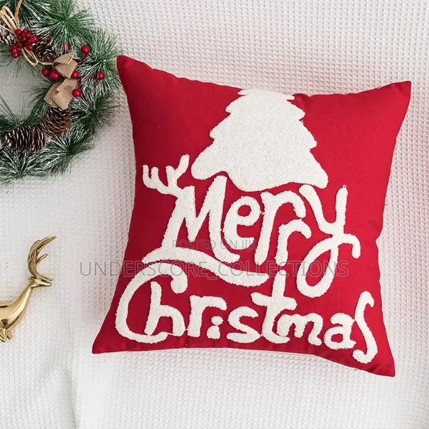 Christmas Cushion - Embroidered Decorative Pillow - 1