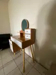 Jedwali la Kujipamba la Premium na Kioo - Mbao Rangi ya Kahawia - 4
