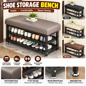 Entryway Shoe Rack with Padded Seat