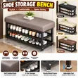 Entryway Shoe Rack with Padded Seat - 1