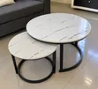 Marble Finish MDF Nesting Coffee Tables (Set of 2) - 1