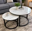 Marble Finish MDF Nesting Coffee Tables (Set of 2) - 2