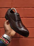Men's Black Leather Oxford Shoes with Rubber Sole - 2