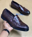 Men's Black Leather Oxford Shoes with Rubber Sole - 4