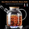 Borosilicate Glass Tea Pot with Wooden Lid - 4