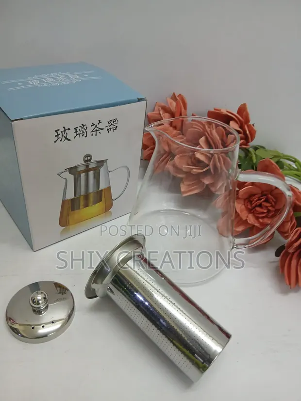 CAN Tea Decanter - Heat Resistant Glass with Stainless Sieve (1300ml) - 1