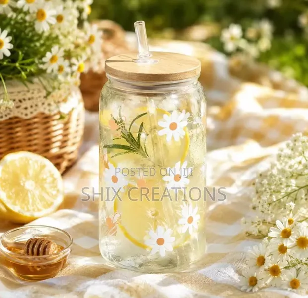Portable Smoothie Glass Mug with Lid & Straw - 1