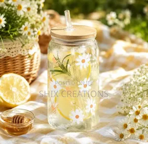 Portable Smoothie Glass Mug with Lid & Straw