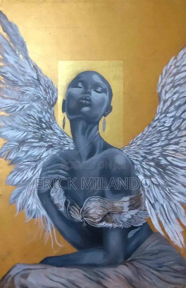 Acrylic Golden Abstract Painting - 1