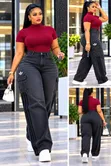 Heavy Denim 2pc Adidas Cargo Trouser na Free Size Pullneck Top - 2