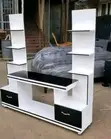 Modern TV Stand with Open Side Storage Shelves - 1