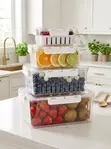 (4 Pcs Set) BPA-Free Clear PET Food Storage Containers with Drain Basket - 2