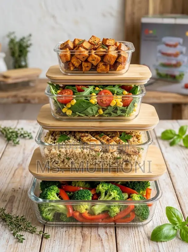 4 Premium Eco-Friendly Glass Containers with Airtight Bamboo Lids - 1