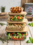 4 Premium Eco-Friendly Glass Containers with Airtight Bamboo Lids - 1