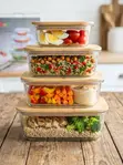 4 Premium Eco-Friendly Glass Containers with Airtight Bamboo Lids - 2