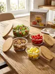 4-Piece Eco-Friendly Glass Food Containers with Bamboo Lids - 1