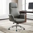 Gray Leather High-Back Office Chair - 1