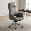 Gray Leather High-Back Office Chair - 2