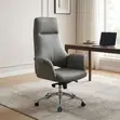 Gray Leather High-Back Office Chair - 4