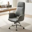 Gray Leather High-Back Office Chair - 5