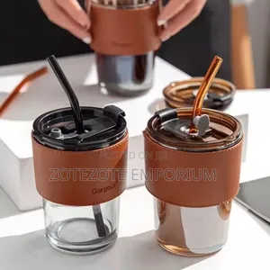 Slub Glass Smoothie Cup na Majani & Jalada la Ngozi