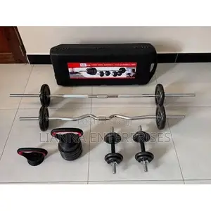 58kg Adjustable Dumbbell and Barbell Set with Cases