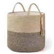 Woven Laundry Basket with Handles - 1