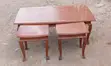 Meza ya Kahawa ya Mahogany na Viti vya Kukunja - 2