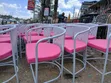Metal Restaurant Chair with Pink Cushion - 1