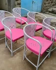Metal Restaurant Chair with Pink Cushion - 2