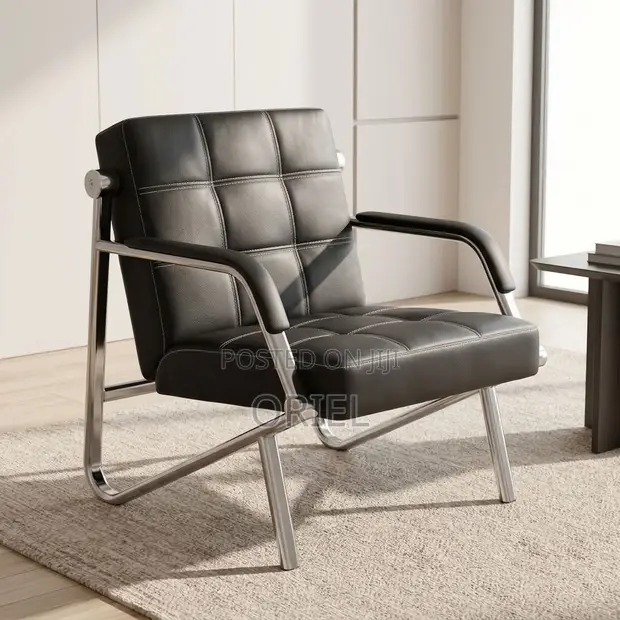 Sofa ya Executive ya Viti 5 kwa Mapokezi - Ngozi Nyeusi - 1