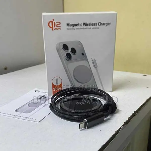 Q12 25W Magnetic Wireless Charger Nyeusi - 1