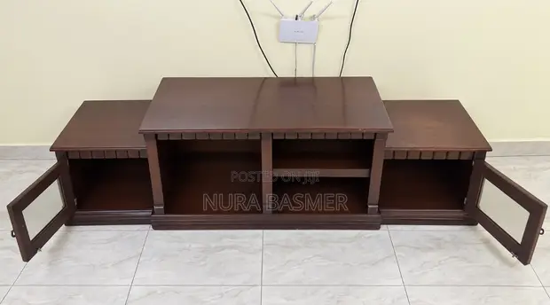 Solid Mvule Wood TV Console - 1