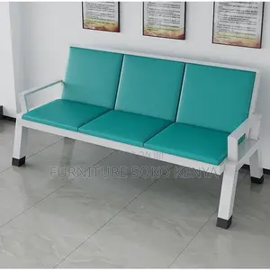 3-Link Padded Waiting Bench - Blue
