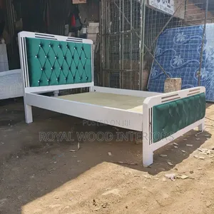 5x6 White Frame Bed with Fabric - Brand New