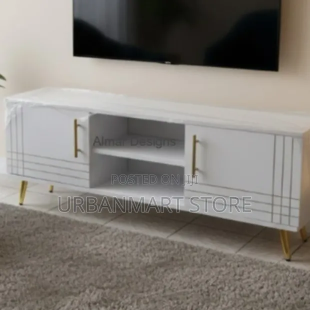 Brand New Sydney Modern Wooden TV Stand 4FT White - 1